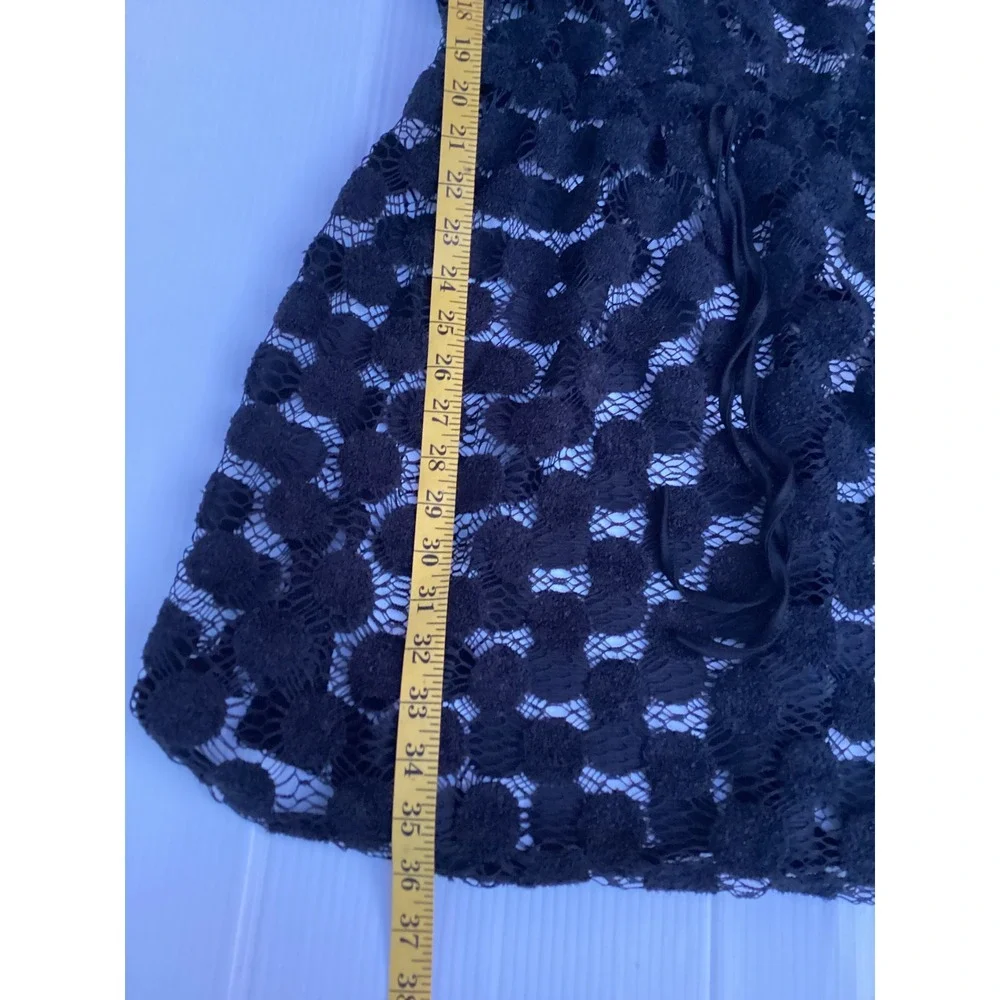 Sand‎ & Spirit Black Lace Polka Dot Swim Cover Up Dress XL Sleeveless Drawstring